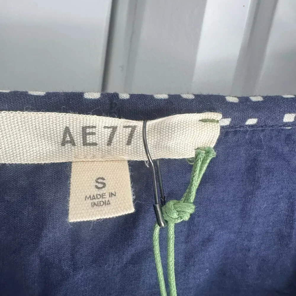 American Eagle AE77 Organic Cotton Boho Peasant Maxi Dress Tie Belt Size S NWT - Picture 9 of 12